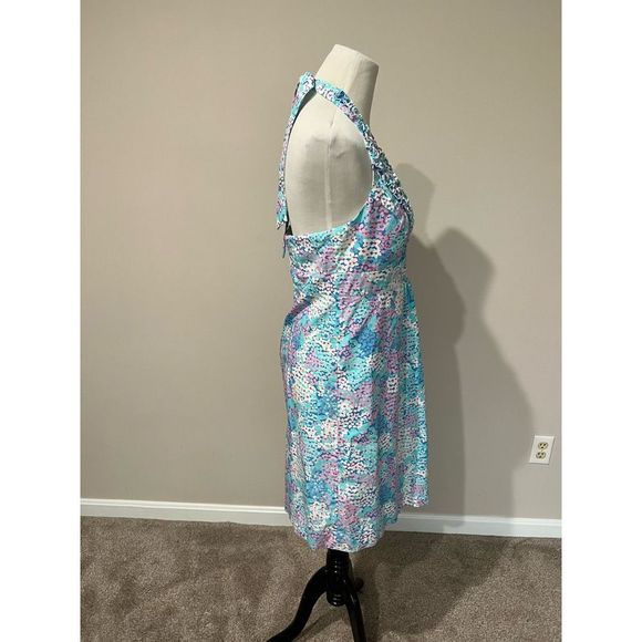 Lilly Pulitzer Dress blue/pink/white sleeveless ruffle size 10 - Picture 2 of 12